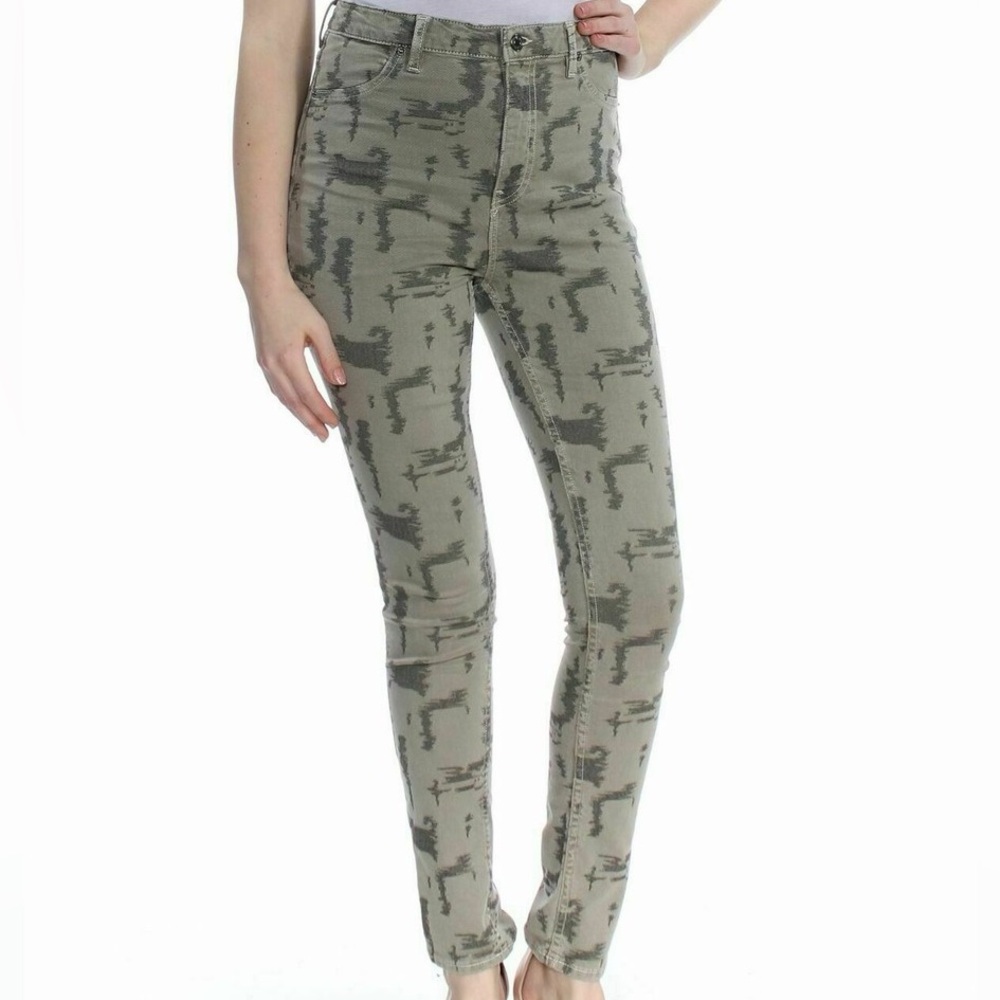 Free People Green Patterned Skinny Jeans